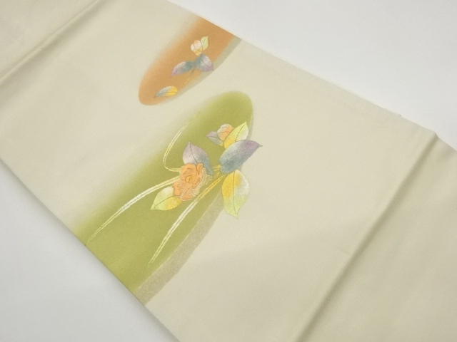 Nagoya obi with gold leaf and flower pattern